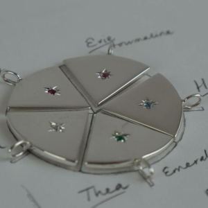 Family Birthstone Wedge Pendants