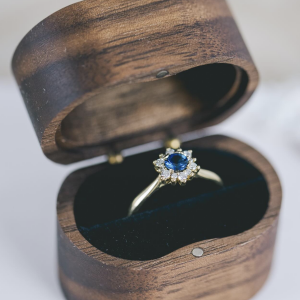 Sapphire and Diamond Cluster Engagement Ring