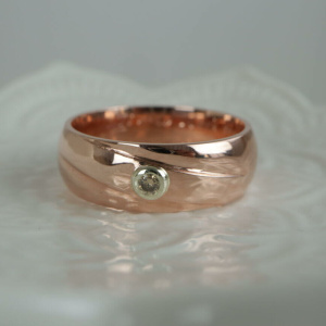 Gents Rose and White Gold Wedding Band with Champagne Moissanite