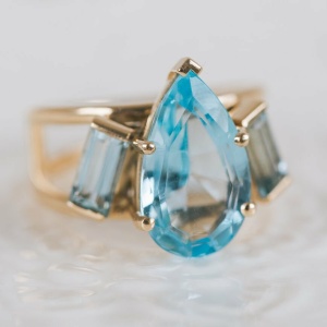 Double Band Dramatic Aquamarine Ring