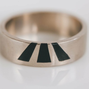 Gents Whitby Jet Inlaid Wedding Ring