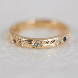 Forget Me Not Family Birthstone Ring