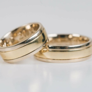 White and Yellow Bi-Coloured Wedding Rings