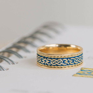 Celtic Knotwork and Enamel Wedding Ring