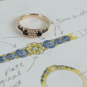 Remodelled Sapphire and Diamond Ring with Birthstones Inside